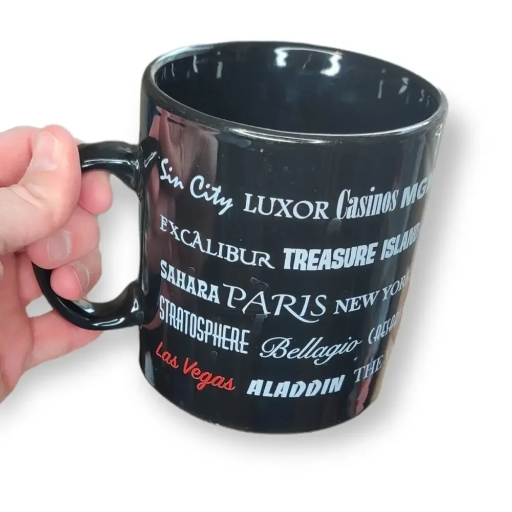 Las Vegas Sin City Casino Novelty Souvenir Black Ceramic Coffee Tea‎ Mug